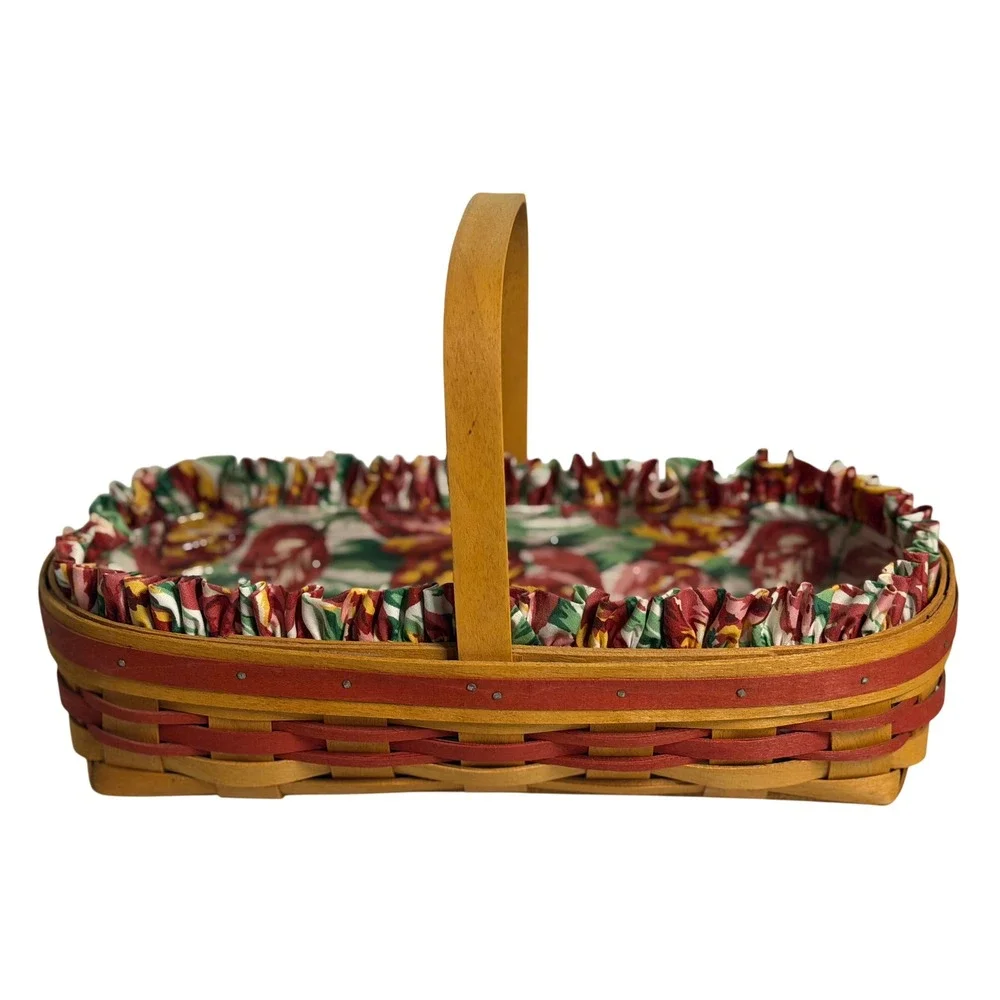 VTG Longaberger Grandma Bonnie May Series Tulip Basket Brown Floral Liner 1995
